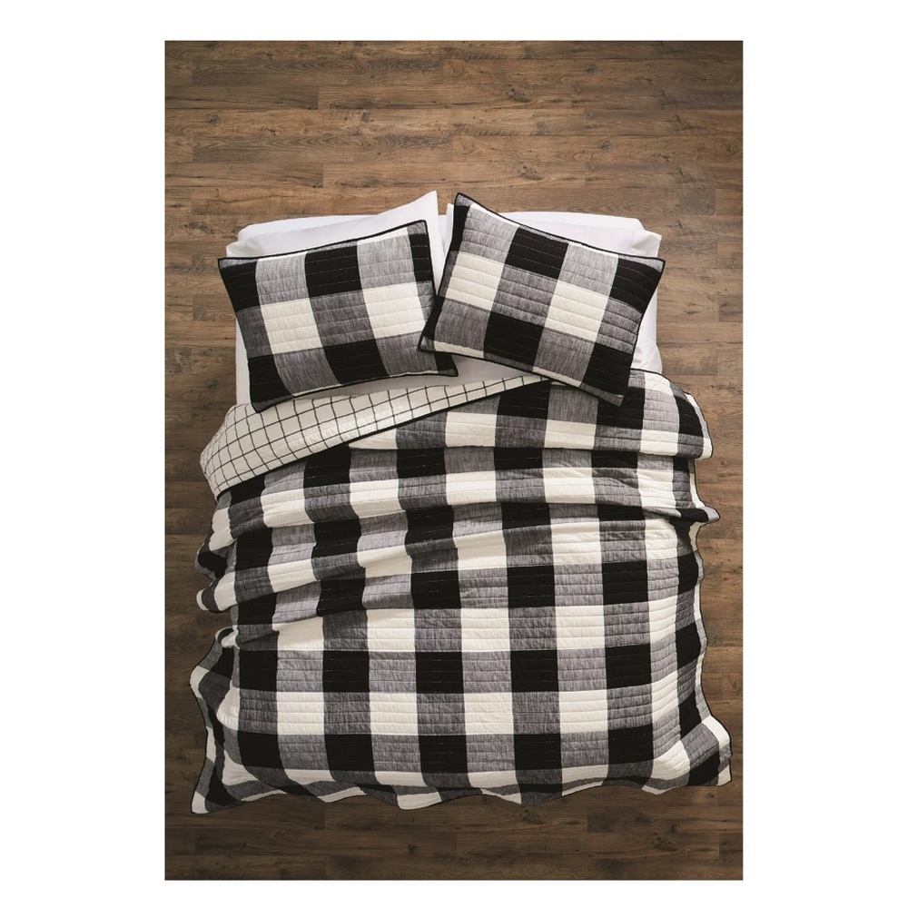 Better Homes & Gardens Black Buffalo Plaid Cotton Quilt, Full/Queen